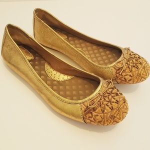 Born "Karmina" Beaded Gold Ballet Flat Sz 7.5